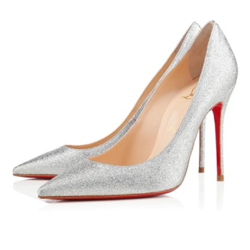 Christian Louboutin silver glitter heels